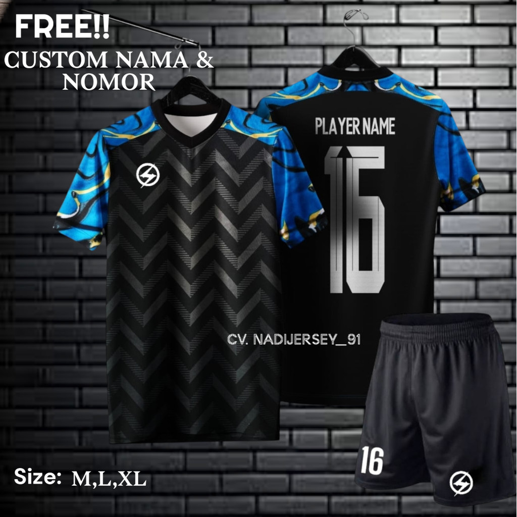 Baju Jersey Bola Futsal  Cowok Cewek Pria Wanita Dewasa Custom Sablon Nama + Nomor Punggung Sendiri