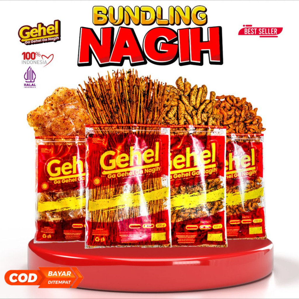 

Gehel Paket Bundling Nagih- Cemilan Mie Lidi,Kripca,Basreng,Makaroni