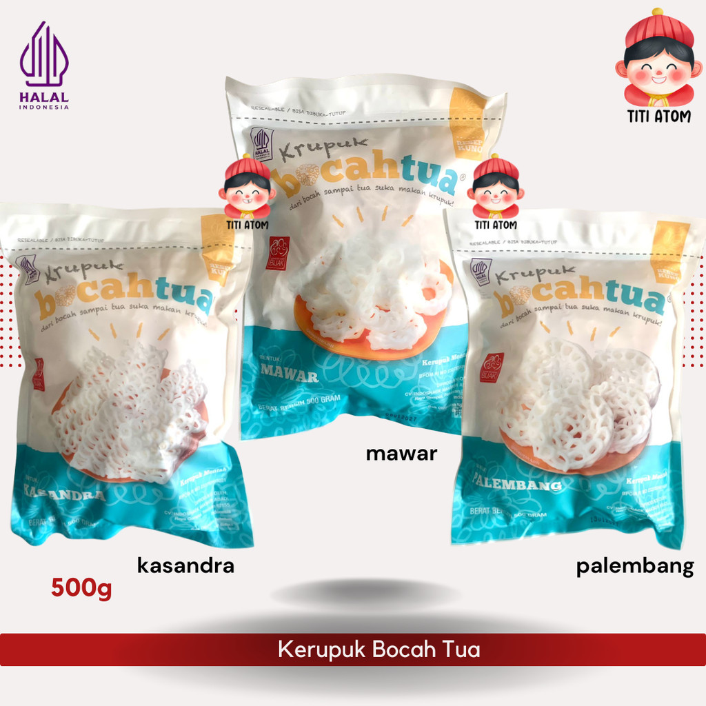 

Bocah Tua Krupuk Kerupuk Putih Mentah Palembang Kasandra Mawar 500g