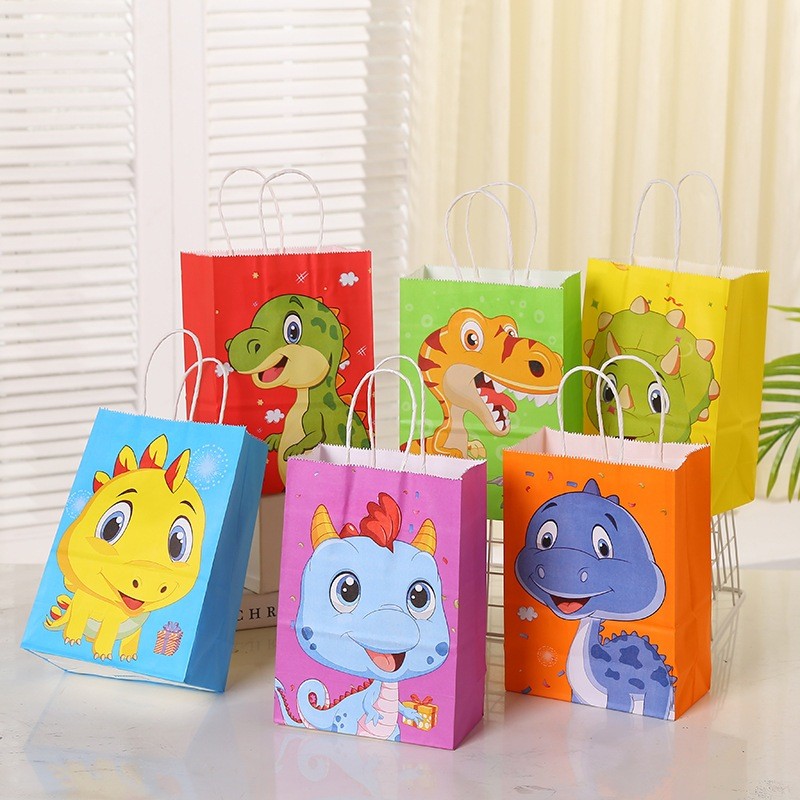 

karomahID Paperbag tema Dinosaurus goodie bag ultah anak cute / tempat snack hadiah Dino15x8x21cm / paper bag ulang tahun