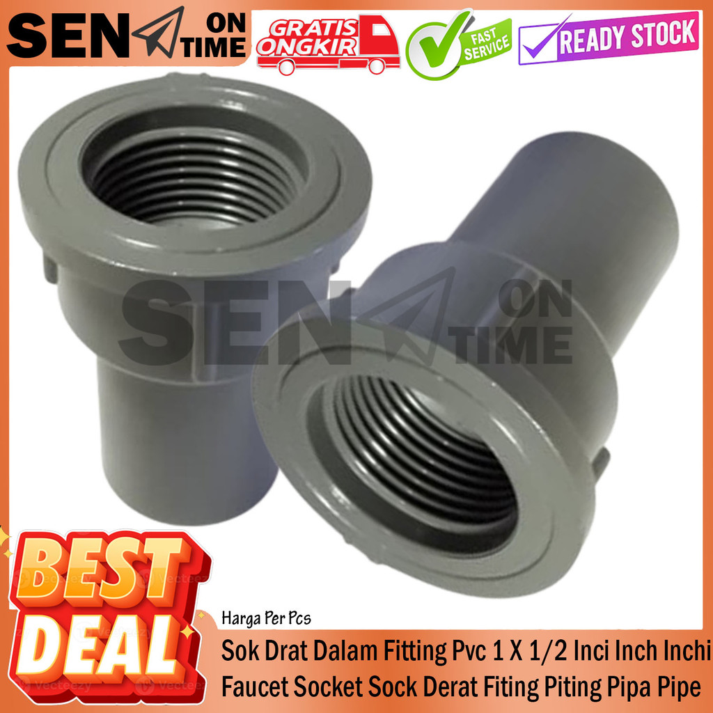 Rucika Sok Drat Dalam Fitting Pvc 1 X 1/2 In Inci Inch Inchi Faucet Socket Sock Kran Keran Derat Fit