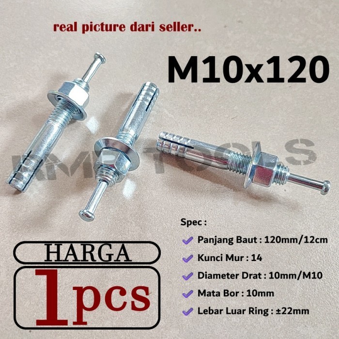 High Angkur 10x120 12cm Dynabolt Ketok 10mm / High Anchor M10 x 120