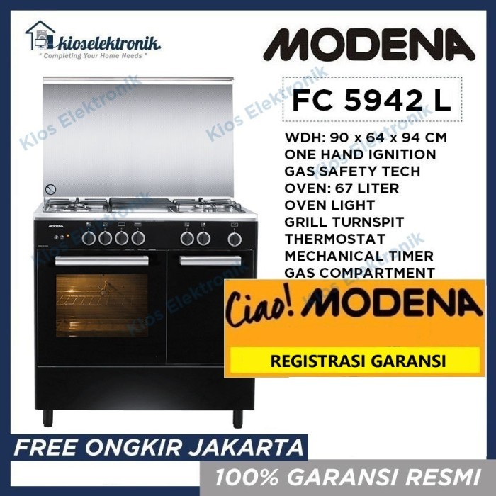 Modena FC 5942 L Free Standing Cooker - Kompor 4 Tungku Oven FC5942L