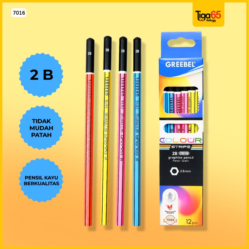 

Pensil Kayu 2B Greebel Pencil Clour Stripe / Buku & Alat Tulis / Pensil Serut 7016