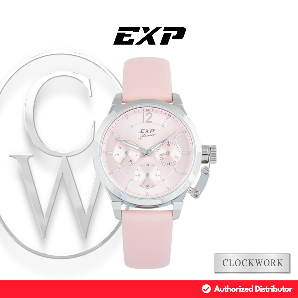 Jam Tangan Wanita Expedition EXP Multifungsi EX 6381 BFLSSPN Kulit Pink Sporty Simple Silver Pink