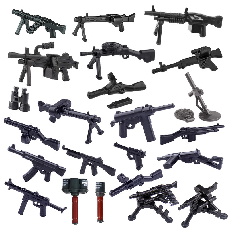 MOC Military Building Blocks Army Figure Weapons Accessories MG42 Machine Gun Minesweeper Detector T