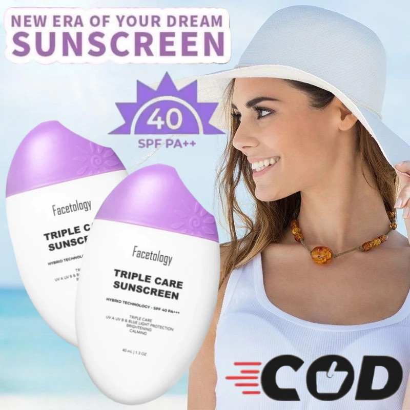 【COD ORI】Facetology Triple Care Sunscreen SPF 40 PA+++ 40ML - Sunscreen Physical / Facetology Triple