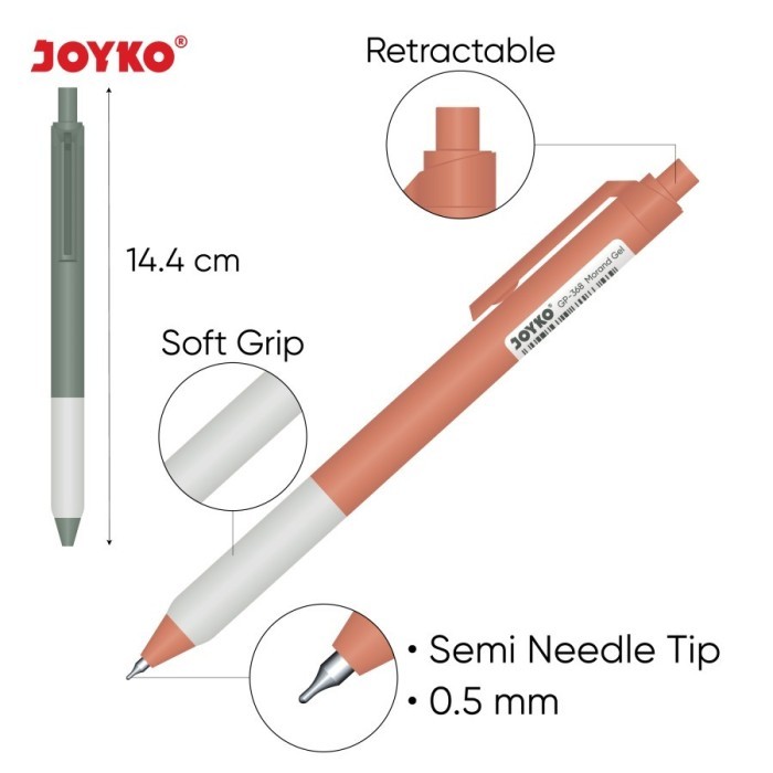 

Gel Pen Pulpen Gel Joyko GP-368 Morand Gel 0.5mm (1 Pack isi 6 Pcs)