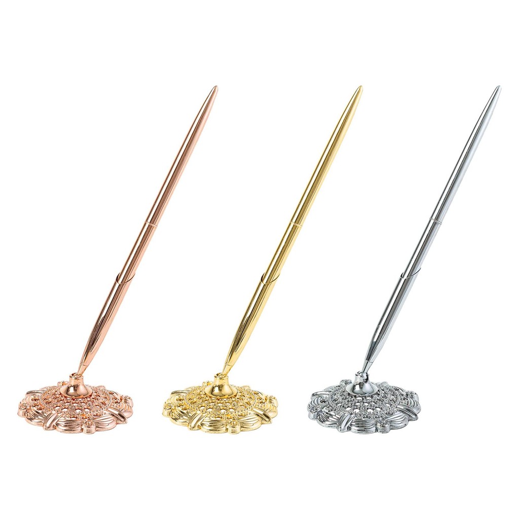 

Wedding Pen Lightweight Creative with Metal Pen Stand Holder Luxury Signing Desk Ballpoint for Business Home Office Party Events