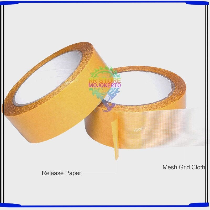 

Baru!! Solatip Double Tape Kain Dua Sisi / Double tape Mesh kain tanpa bekas