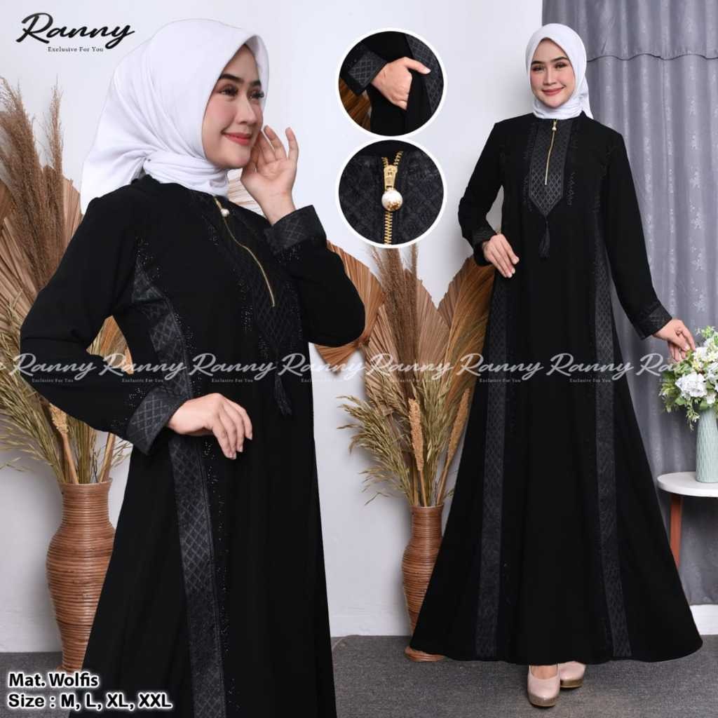 [EXCLUSIVE DEAL] Gamis Hitam Polos Wanita Premium, Gamis Lebaran 2025 Model Gamis Terbaru, Abaya Hit