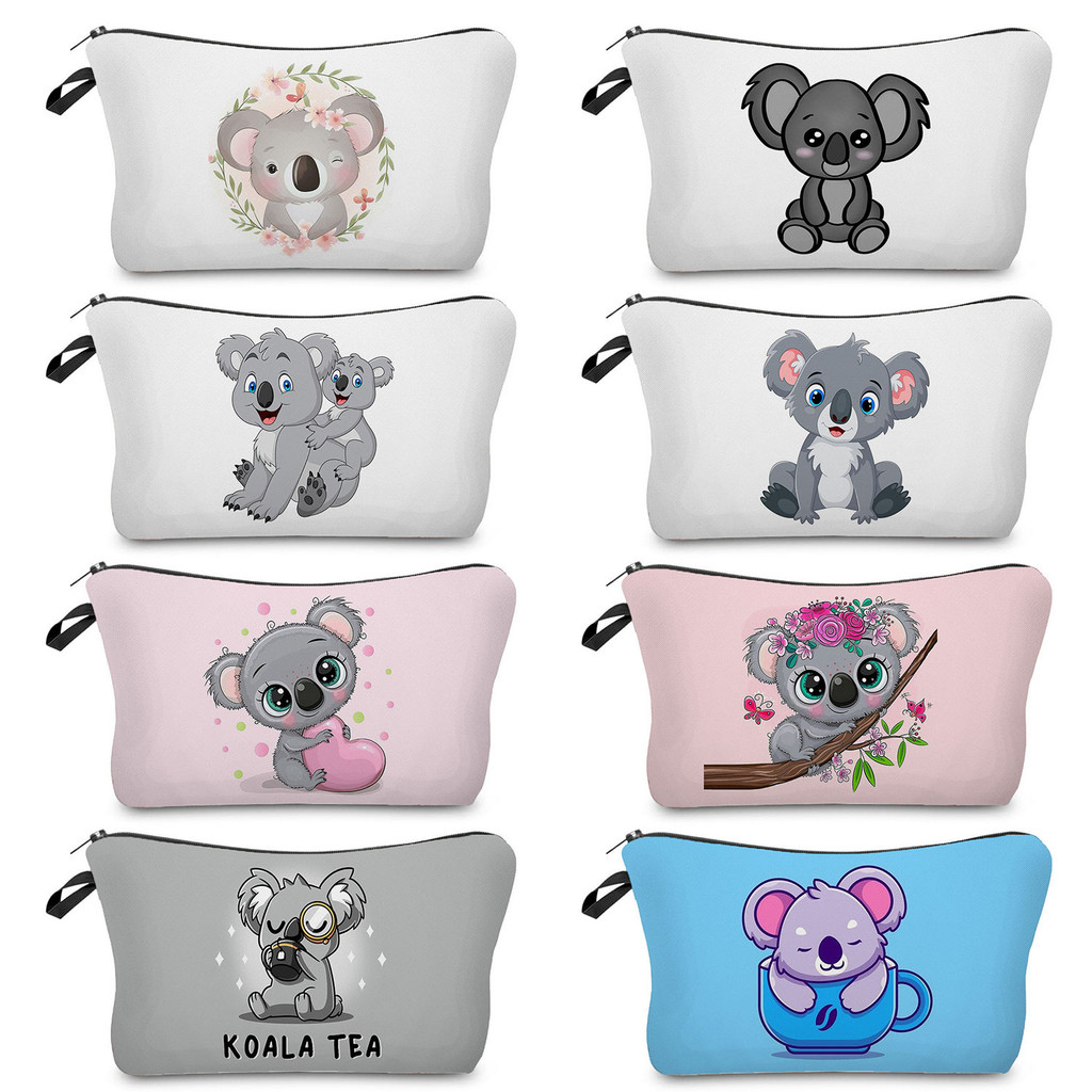 

Student Pencil Case Outdoor Women's Makeup Bag Cartoon Koala Print Cosmetic Storage Bag School Teacher Gift Portable Cute Animal