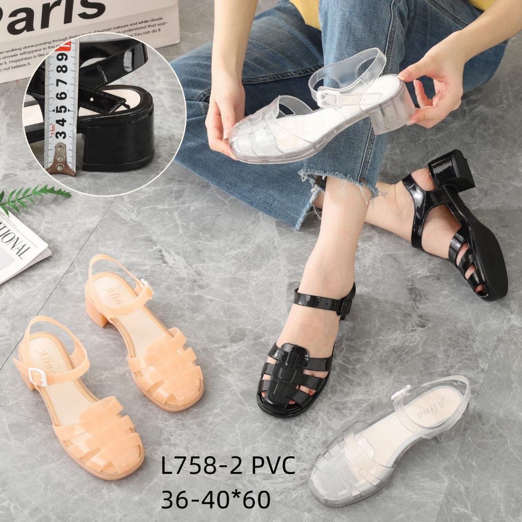 Sandal Sepatu Wanita Wedges Platform Hak Tahu Jelly Premium ALINA L758-2