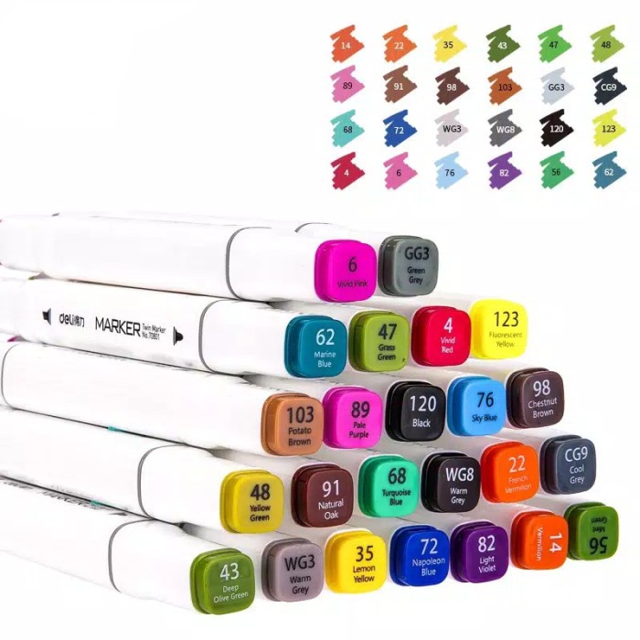 

Deli Artist's Alcohol Based Marker - Twin Tip Markers Spidol Dual - 48 Warna