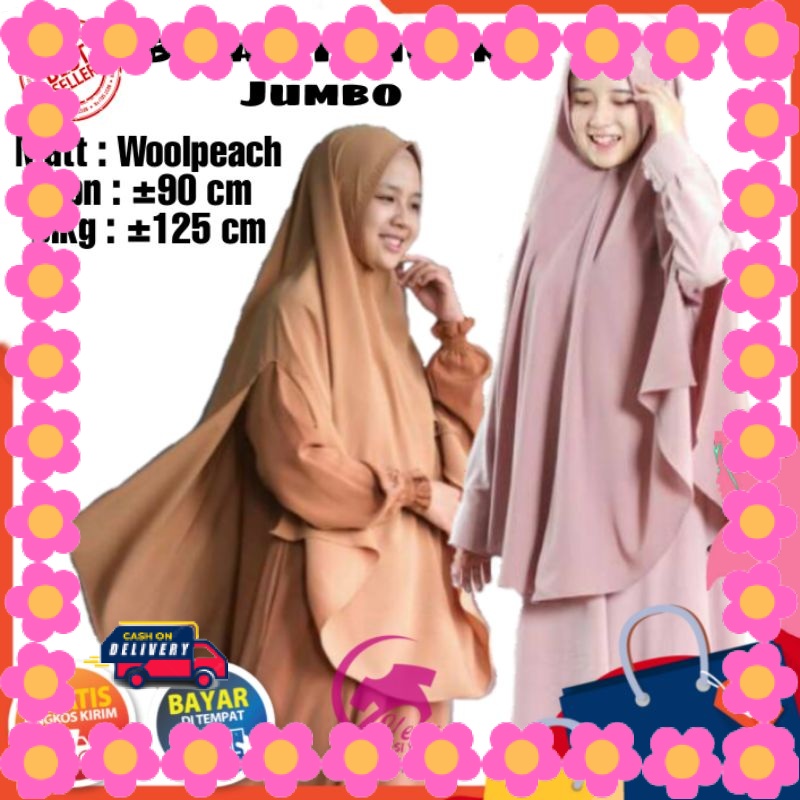 HIJAB WANITA MUDA CASUAL Pashmina Girly Syar i JUMBO / Khimar Syari, Belah Tangan Kerudung Jumbo Pet