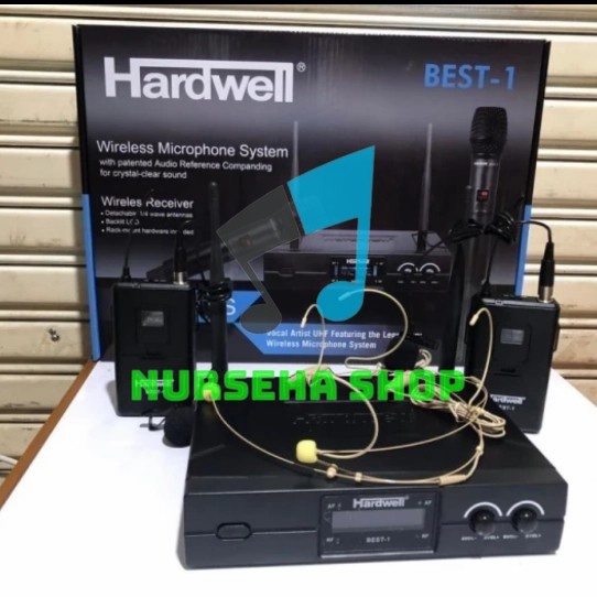 mic wireless hardwell best-1 2mic clip on 2mic headset original