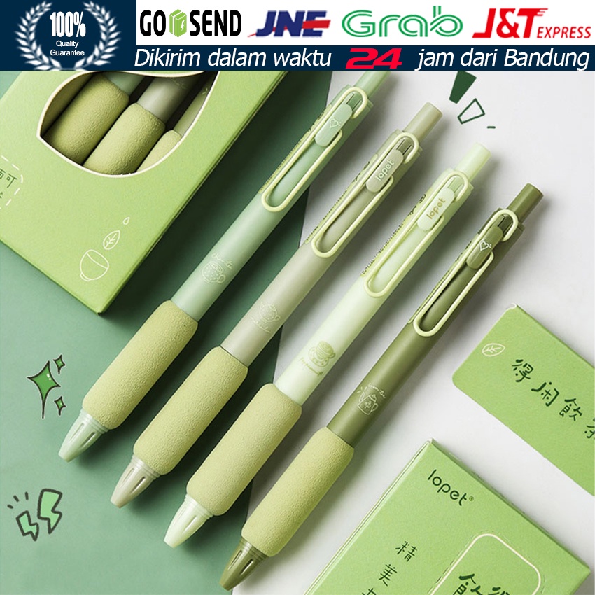 

4Pcs/Pack Pena Matcha Gel Lucu untuk Tulisan Sekolah / Hijau Matcha Pena Netral Perlengkapan Kantor Anak Alat Tulis Hadiah