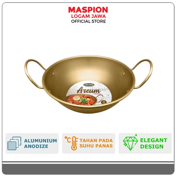Maspion Mikado Wajan Alumunium Areum Wok 20 cm
