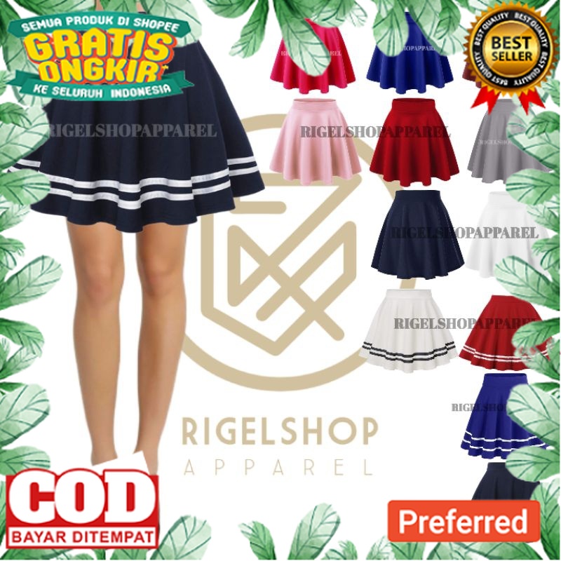 KOREAN STYLE OOTD TRENDY TERBARU /Rok Pendek Wanita List Putih Hitam Terbaru Rok Pendek Wanita rok p