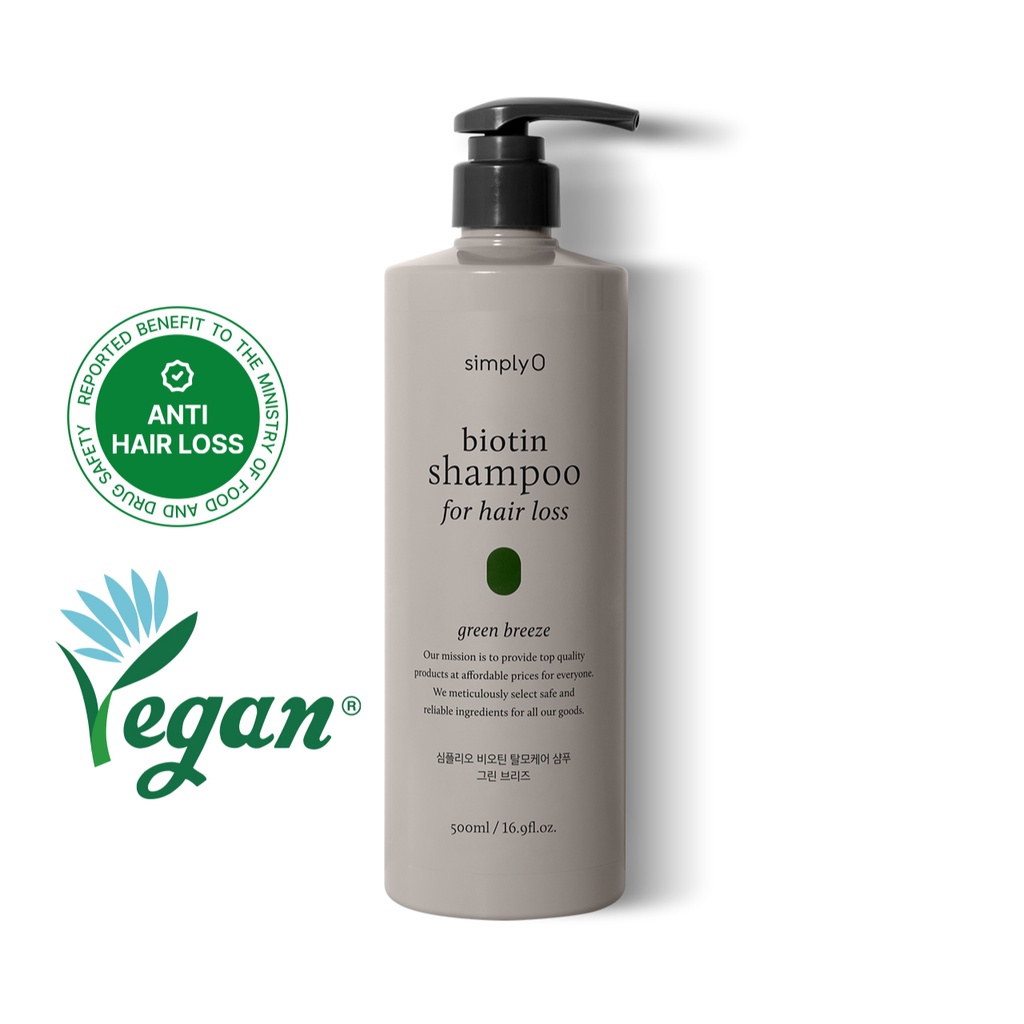 SimplyO Biotin Shampoo For Hair Loss Green Breeze 500ml Shampoo anti rontok