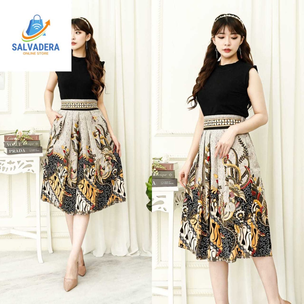 Keren Riana Rok Batik Wanita Selutut Bawahan Batik Rok Cewek