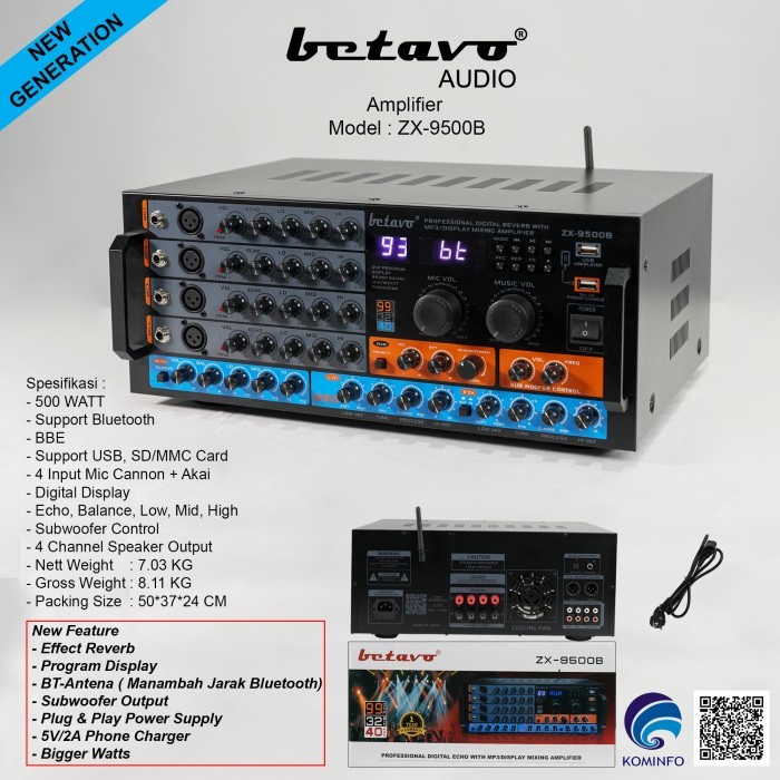 Power ampli BETAVO ZX 9500 B AMPLIFIER BLUETOOTH ZX 9500B ZX9500B