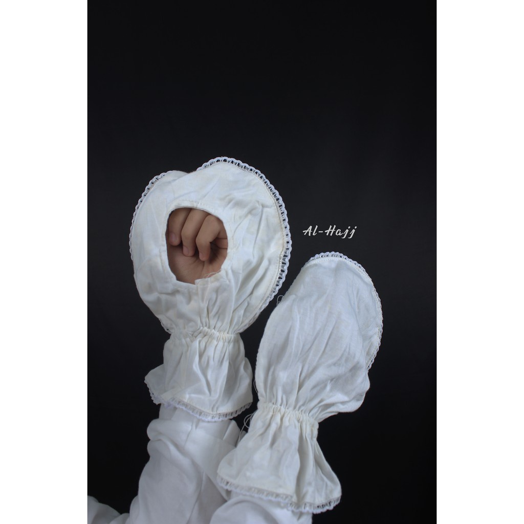 Sarung Tangan putih boardir Bulat Haji dan Umroh Bundar Bolong Wanita  Rani Collection