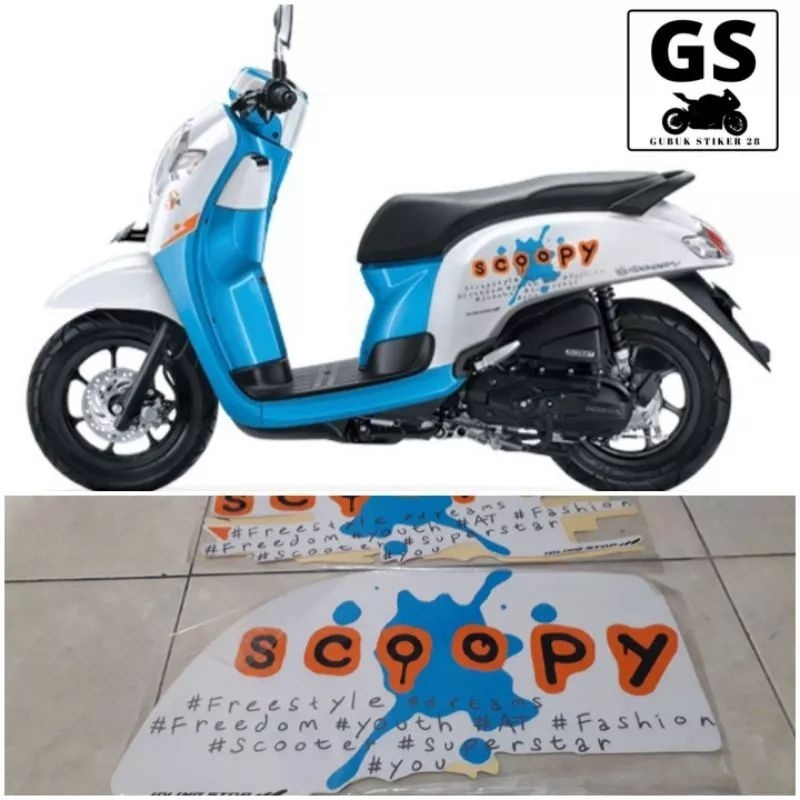 (ORIGINAL) STRIPING STIKER LIS BODY MOTOR HONDA SCOOPY 2016 BIRU PUTIH