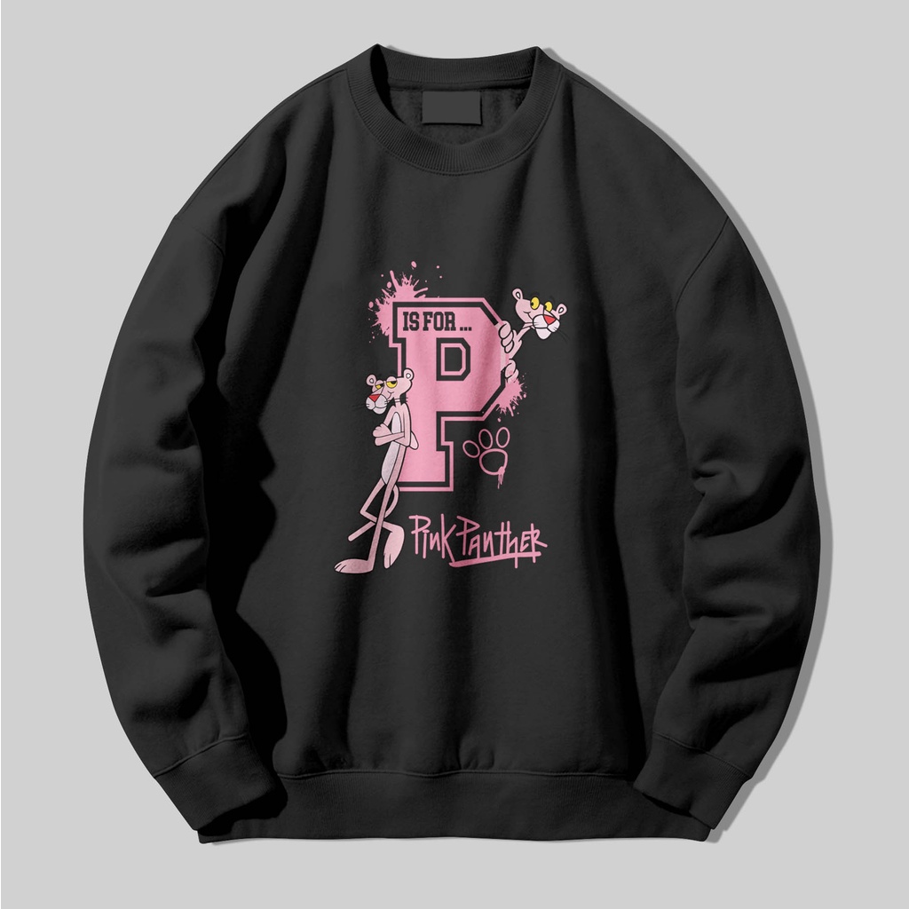 Crewneck Sweatshirt Pink Panther sweater premium Sweater polos unisex pria dan wanita size M-XL