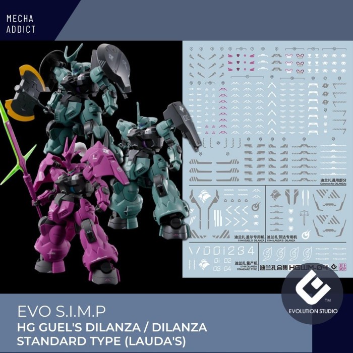 Water Slide Decal HG GUEL'S DILANZA / DILANZA by EVO SIMP -Fluorescent