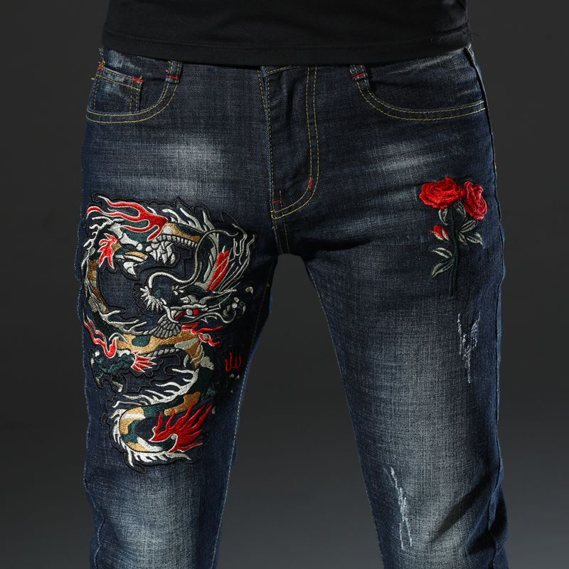 Men's Jeans Men's Fashion Korean Fit Elastic Feet Fashion Brand Black Casual Pants