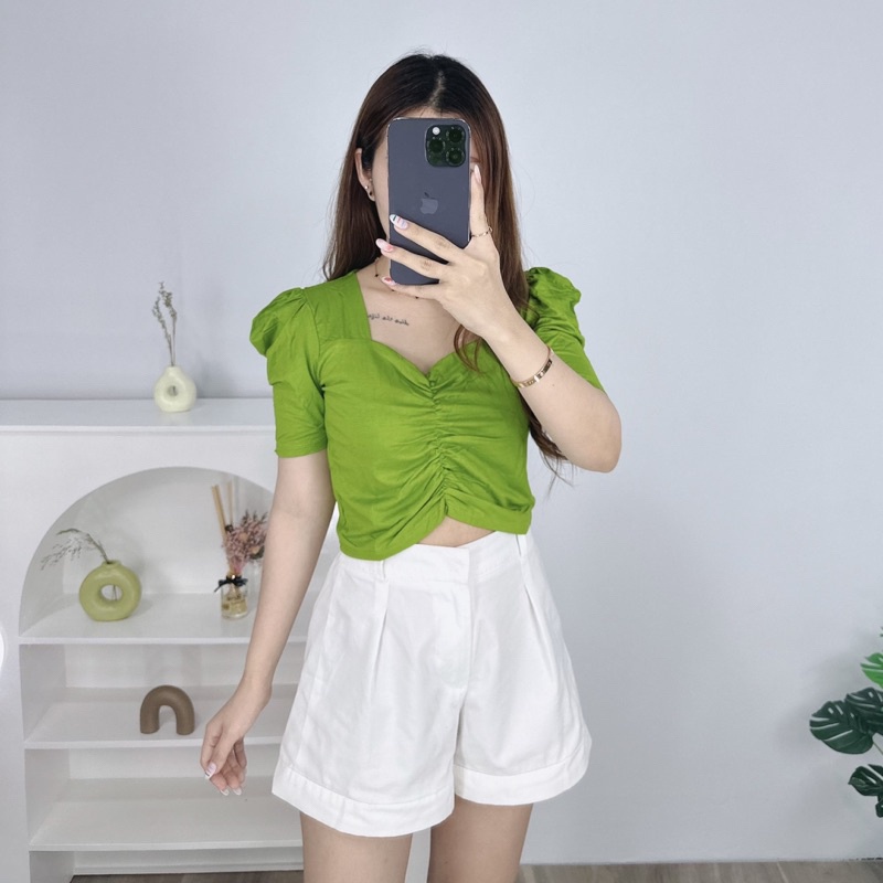 Jesly Puffy top | Crop top puffy kerut