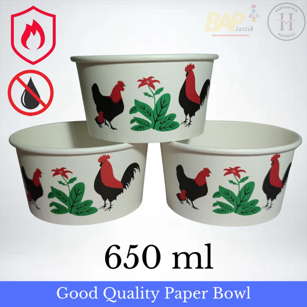 Paper Bowl 650 ml Motif Ayam / Mangkok Kertas