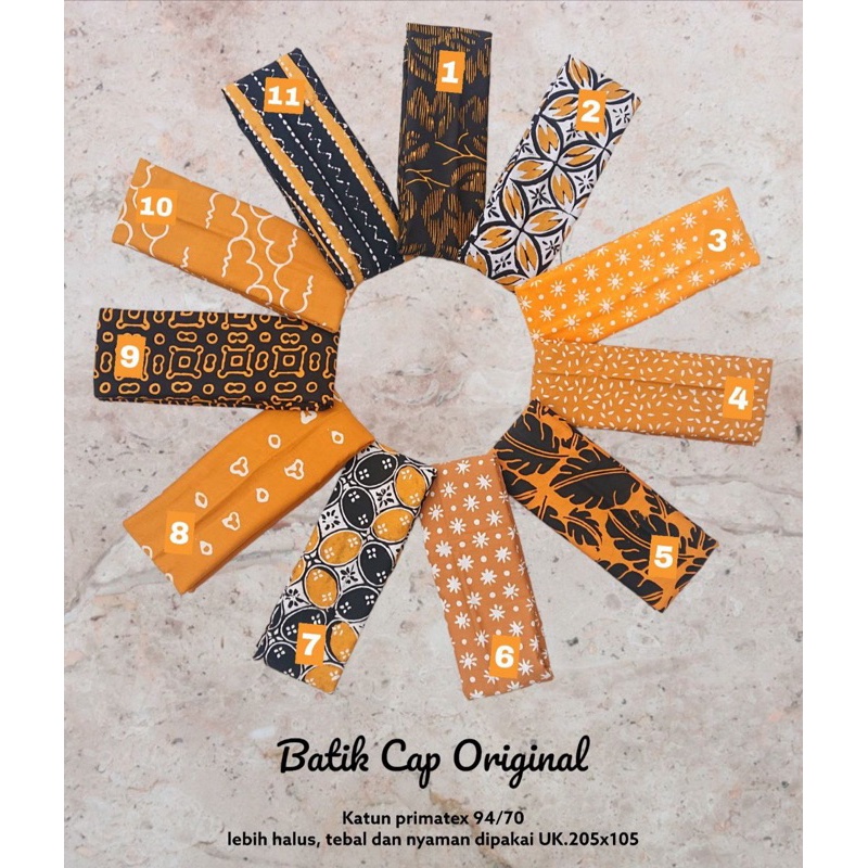 KAIN BATIK METERAN CAP HANDMADE GARUTAN PEKALONGAN SOGAN SERI WARNA KUNING HITAM PUTIH ADAT JAWA