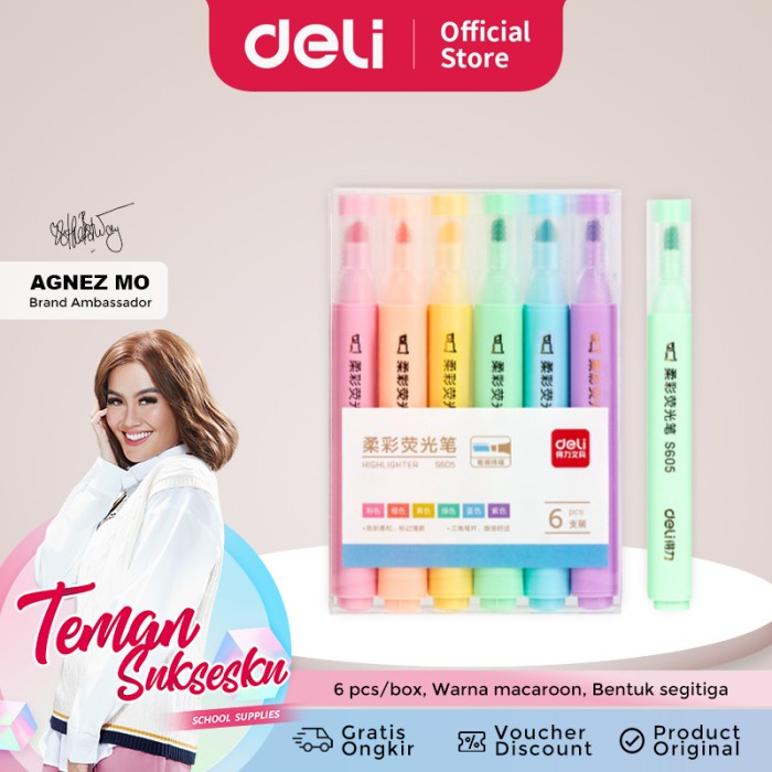 

Deli Highlighter Spidol Colorfull Makaron 6 Warna/Pack S605