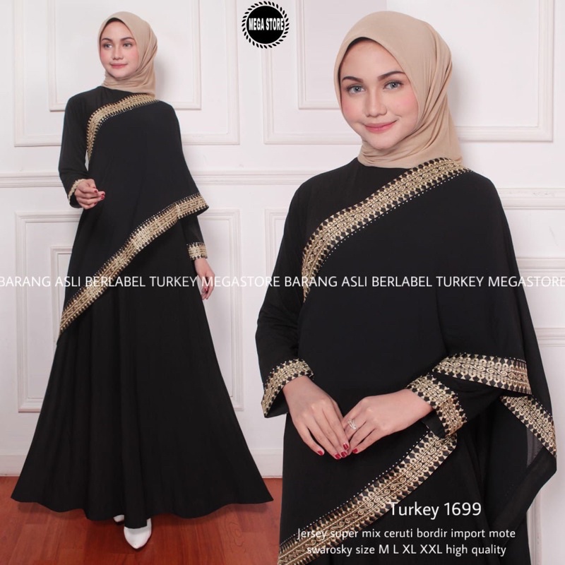 BAJU WANITA TURKEY DUBAI PREMIUM MEWAH Gamis Turkey 1699 Hawa #534 Sari India Best Seller Dress Busa