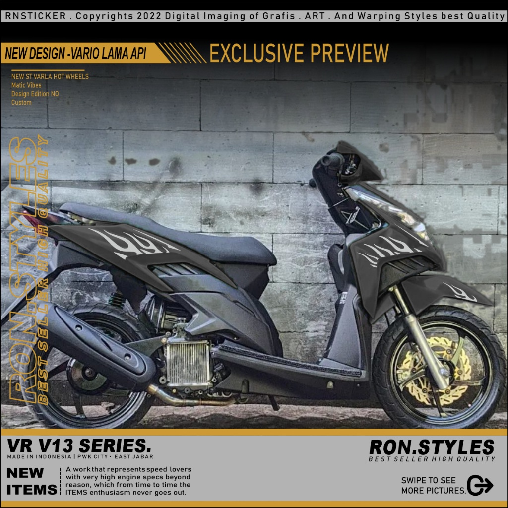 VRV13 CUTTING STICKER STRIPING VARIASI VARIO TECHNO 110 KARBU STRIPING VARTECH API HOT WHEELS COPY T