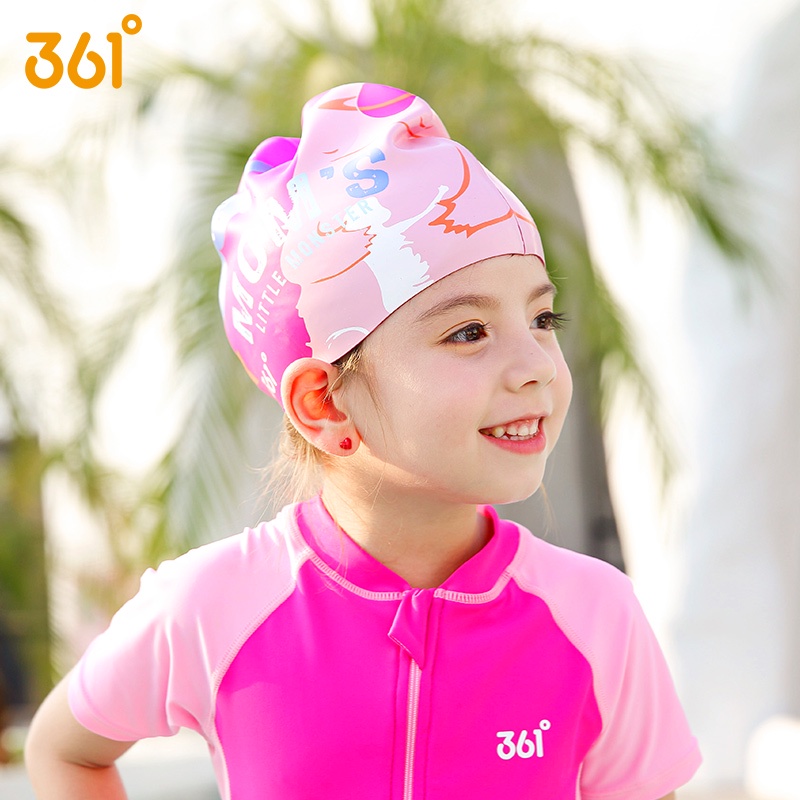 361 Degree Children Swimming Caps Cute Paint Soft Silicone