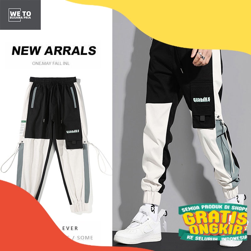 Celana cargo panjang pria jogger cargo basic OOTD Korean Style celana hip hop celana dance baju kore