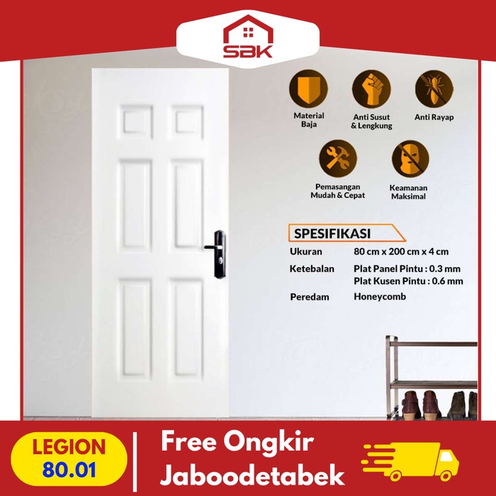 Pintu Ekonomis | Pintu Kamar | Pintu Baja Fortress 80x200 Legion 80.01