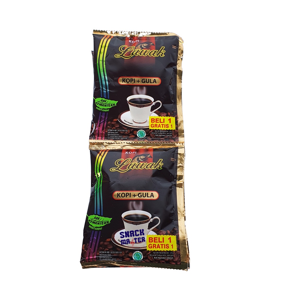 

Kopi Luwak Hitam Kopi+Gula Renceng- Netto 10 bks x 25gr.