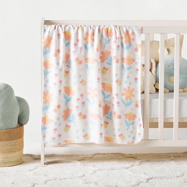Babyshop Juniors All-Over Floral Print Fleece Baby Blanket