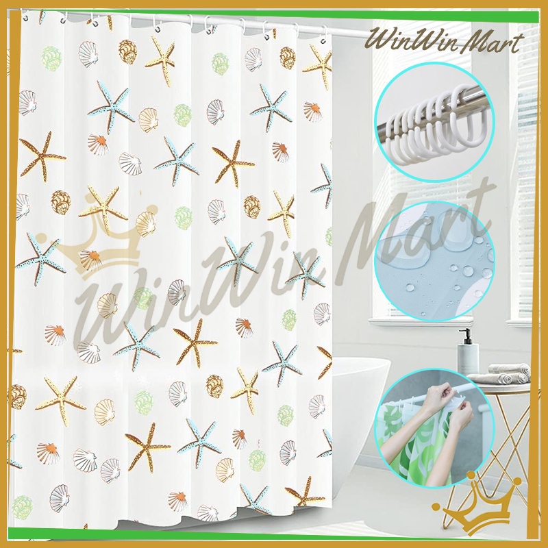 Tirai Kamar Mandi Bahan Tebal /Tirai Kamar Mandi anti air PEVA 180 x 180cm/TIRAI SHOWER WATERPROOF/T