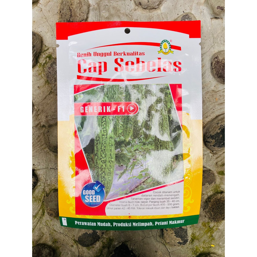 Benih pare unggul GENERIK F1 dari cap sebelas.  kemasan  10gram cocok untuk  dataran  rendah menenga