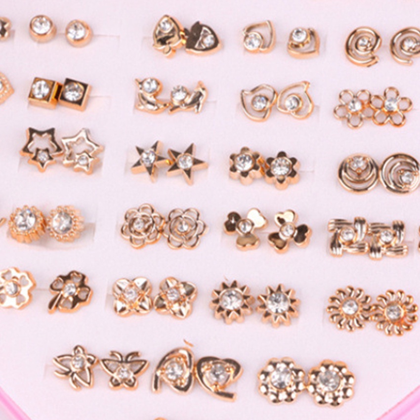 Favorit 36 Pasang Anting Hypoallergenic Plastik Anting Tusuk Berbagai Bentuk Women Earrings Set