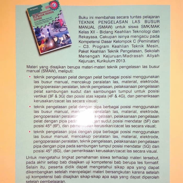 Terlaris ✨ - BUKU TEKNIK PENGELASAN LAS BUSUR MANUAL (SMAW) Untuk SMK/MAK Kls XII