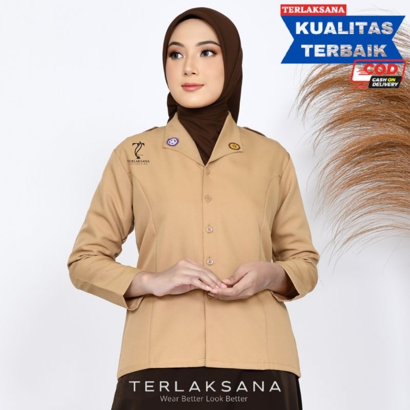 BAJU PRAMUKA GURU Pembina Perempuan Bahan LARICI Setelan Pramuka