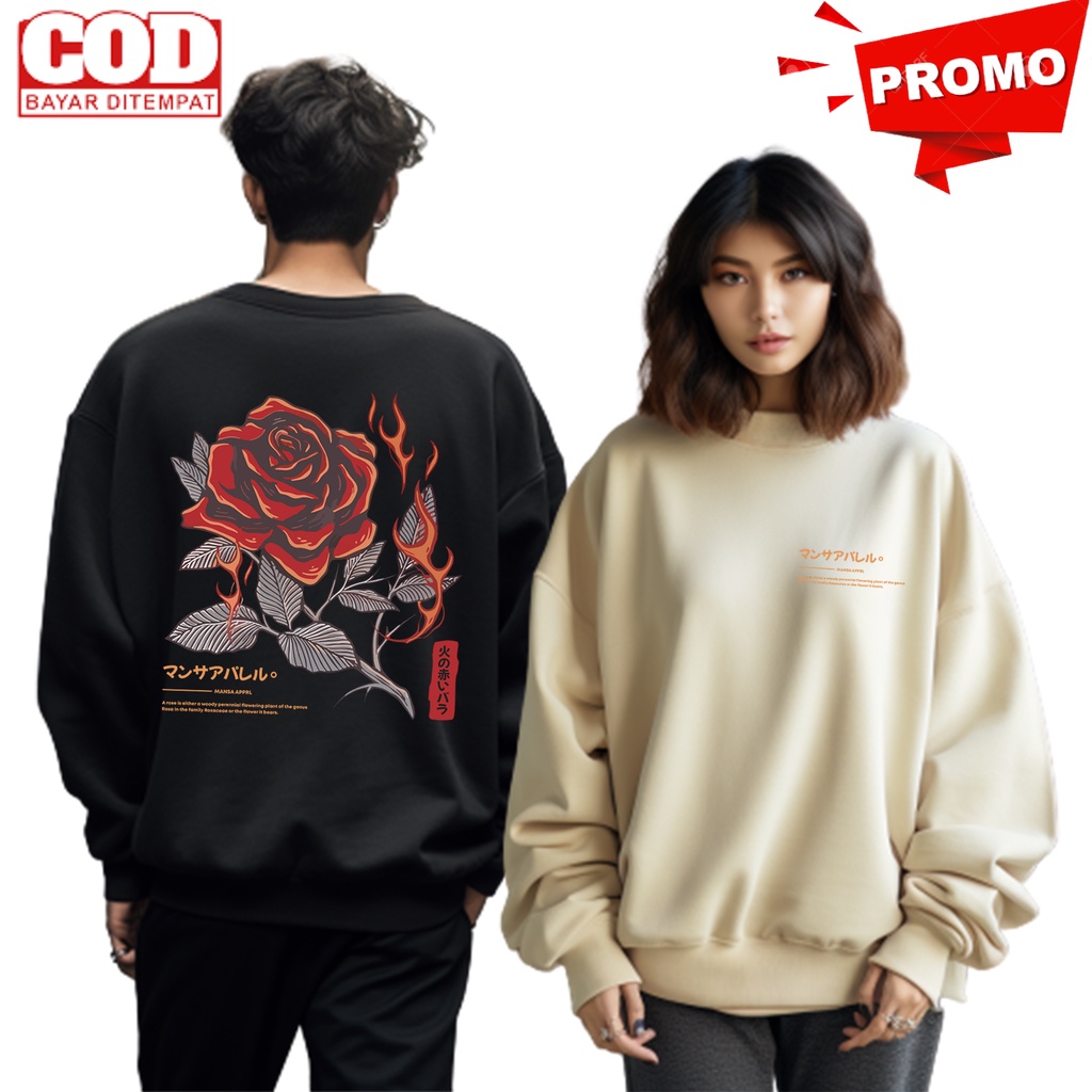 PROMO COD SWEATER FLOWER ROSE KEREN ESTETIK SWEATER GAMBAR BUNGA MAWAR ROSES SWEATER FLOWER ROSE UNS