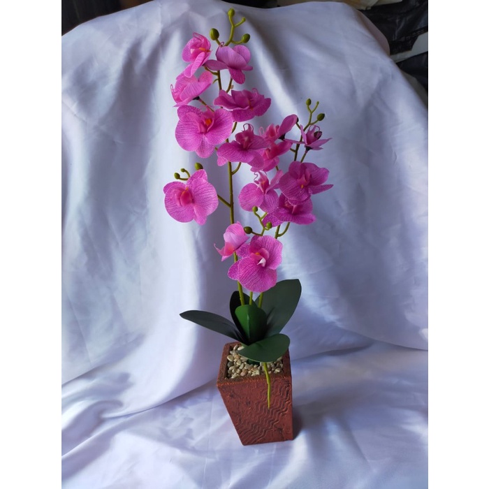 BUNGA ANGGREK BUNGA PLASTIK/BUNGA HIAS/TANAMAN HIAS/ANGGREK LATEK - Merah