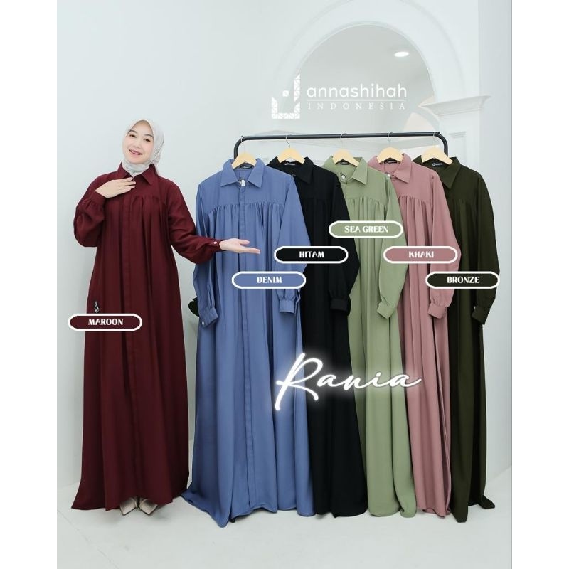 MERONA-RANIA DRESS YORIS FLUID PREMIUM ORI ANNASHIHAH • GAMIS POLOS MUAT JUMBO BISA COD.BAYAR